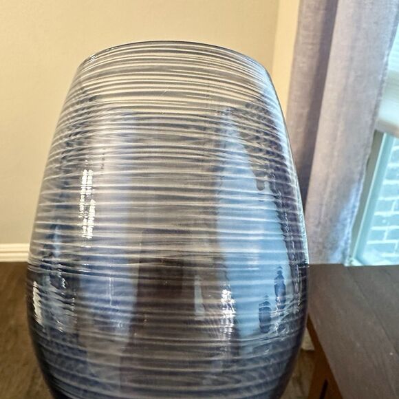 Stolzle Lausitz Elements Twisters 4 Wine Glasses Blue 9" Beverage Ribbon Design - Picture 3 of 6